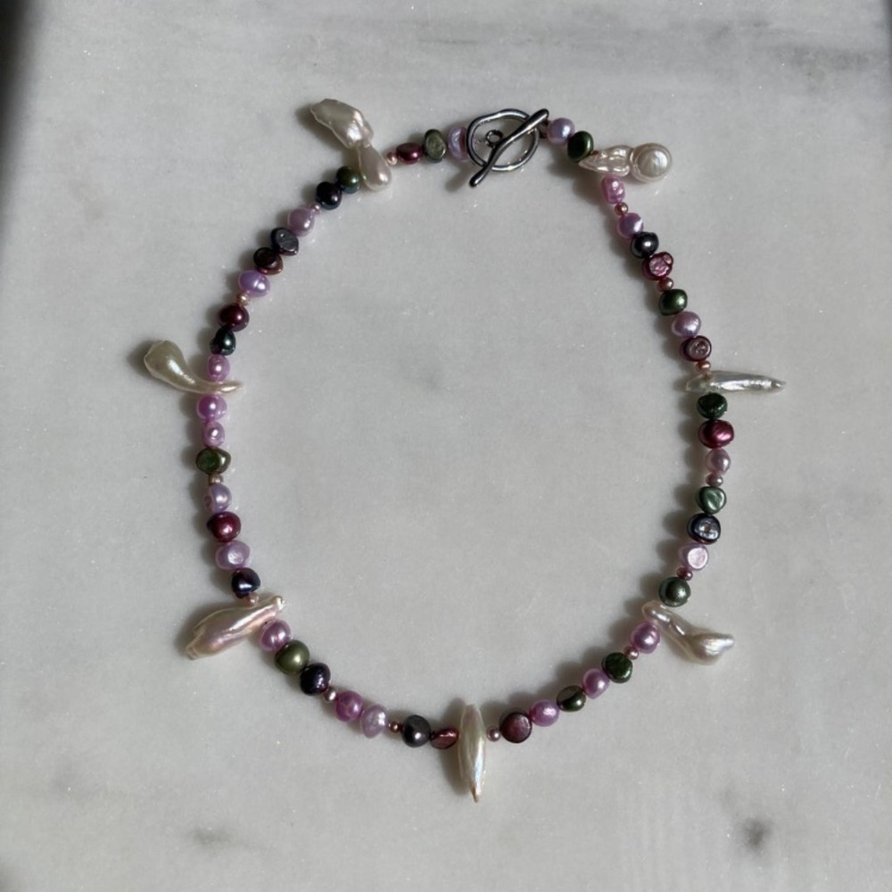Handmade pearl funky necklace